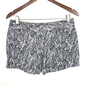 Loft Marisa Linen Black White Leaf Print Shorts 2